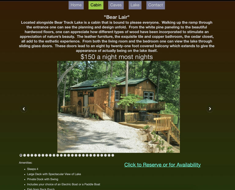 Screenshot of second iteration of first website design